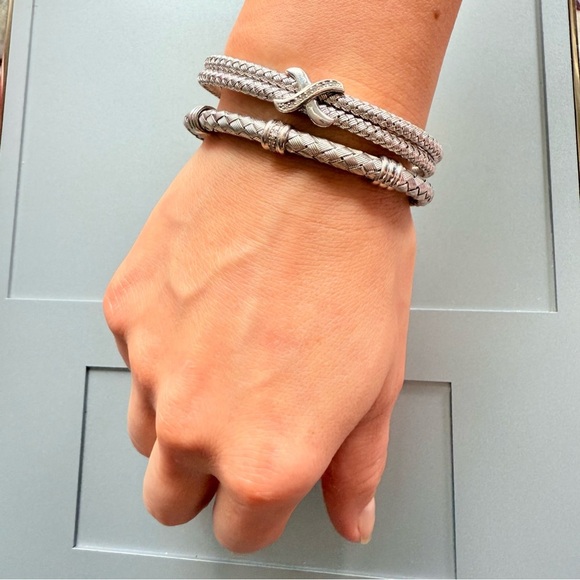 RCI TURKEY Mesh Basket Weave Cable Diamond Station Sterling 925 Bangle B… - Picture 6 of 8